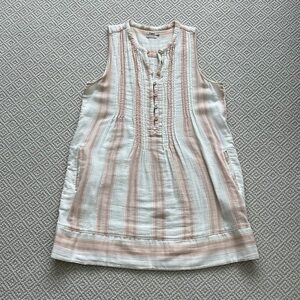 Faherty Isha dress in pink mini stripe- size M.